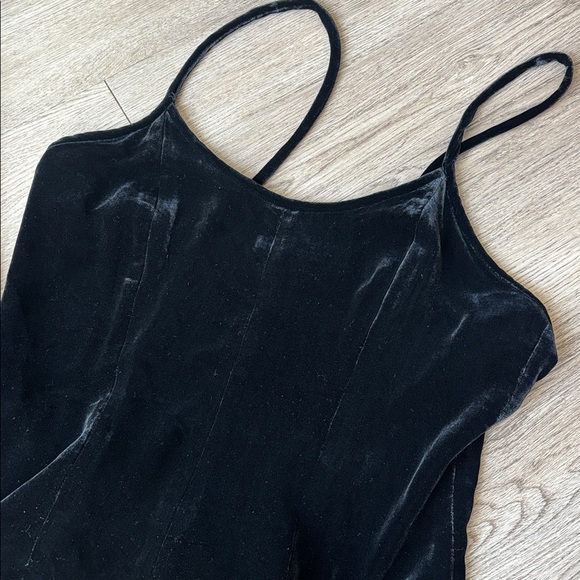 Vintage 90s Tweeds Silk Black Velvet Wide Leg Jumpsuit Jumper - Picture 13 of 15